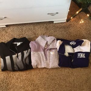 3 PINK sweatshirts!!! 1/4 zip
